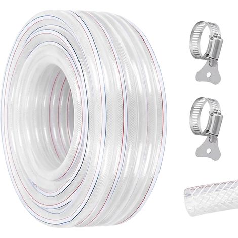 Tuyau d'eau potable, tuyau renforcé en PVC, tuyau d'arrosage avec collier de serrage, tuyau de jardin, tuyau d'irrigation, tuyau d'air flexible, tuyau de carburant (20x25mm,3Meter) (1/5)