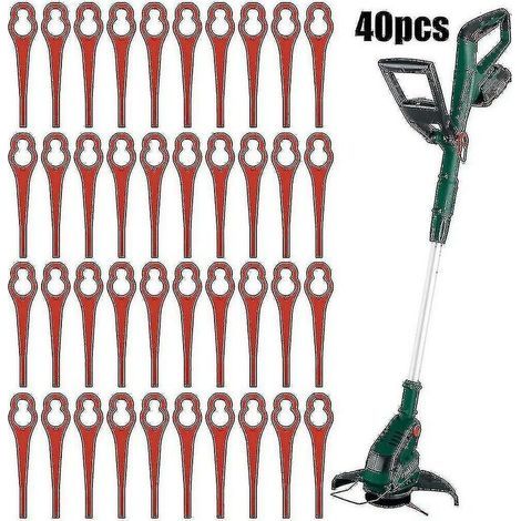 40 pièces lames de rechange pour Parkside Prta 20-lia1 Lidl Ian 3 46 91099406 coupe gazon lame de coupe en plastique rouge (1/4)