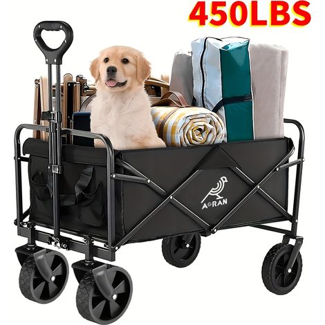Chariot Transport Pliable – Cadre Acier, Toile Oxford 600D. Prêt à l'Emploi. Modèle (Noir 200kg). (1/5)