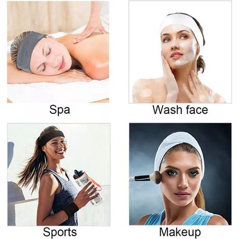 Lot de 2 bandeaux de spa réglables en tissu éponge - Blancs - Pour maquillage et soins du visage - Accessoire beauté femme (1/4)