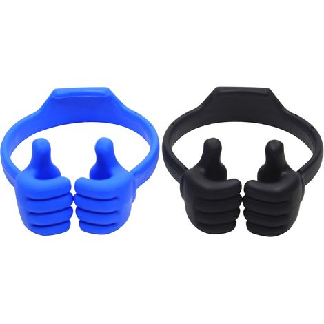 Support de bureau flexible en TPU ajustable par pouce pour téléphone/tablette - Bleu et noir (1/5)