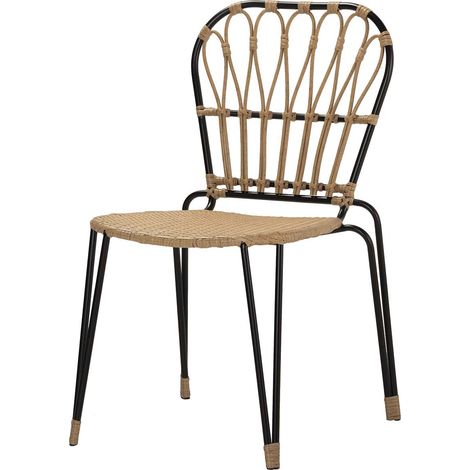 Chaise en rotin synthétique naturel noir 47 x 58 x 86 cm