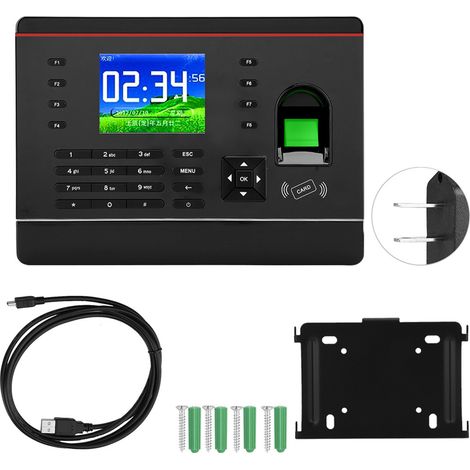 Lecteur d'empreintes digitales TCP/IP avec écran TFT 2,8 pouces, lecteur de carte et mot de passe, pointeuse de présence compatible 100-240V (1/5)