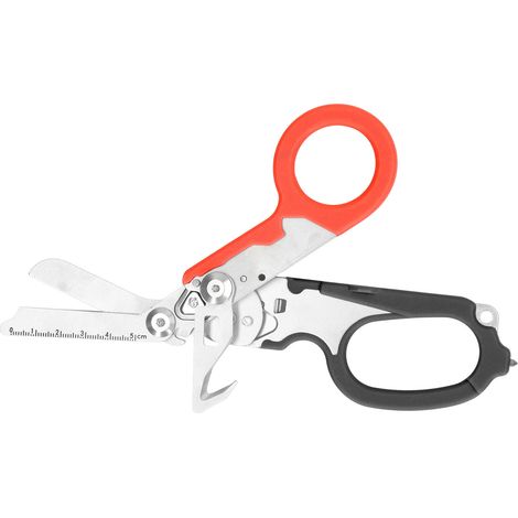 Ciseaux pliants en acier inoxydable, échelle transparente, outil coupe-vent multifonction clé pour extérieur, noir orange (1/5)