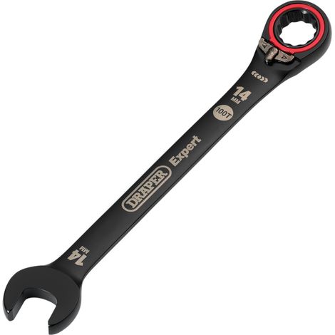 Draper 03904 Draper Expert HI-TORQ Metric Reversible Ratchet Combination Spanner, 14mm, Black (1/2)