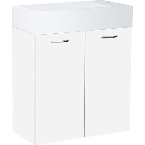 Meuble sous-vasque + vasque en fonte minérale ENISAR blanc mat (1/3)