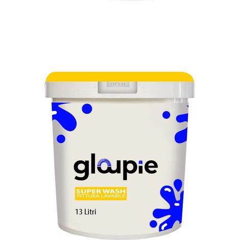 GLOUPIE SUPER WASH Pittura Lavabile Traspirante Per Tutti Gli Ambienti Interni, 13 Litri, Bianco,Made In Italy (1/5)
