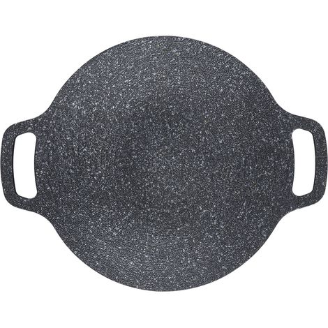Runde Grillpfanne aus Aluminium im koreanischen Stil mit antihaftbeschichteter Steinbeschichtung in medizinischer Qualität, ideal für die Zubereitung von Fleisch und Meeresfrüchten zu Hause, 38 cm / 1 (1/5)
