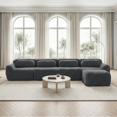 sofá esquinero modular 4 plazas sin montaje gris OKMYHOME (1/5)