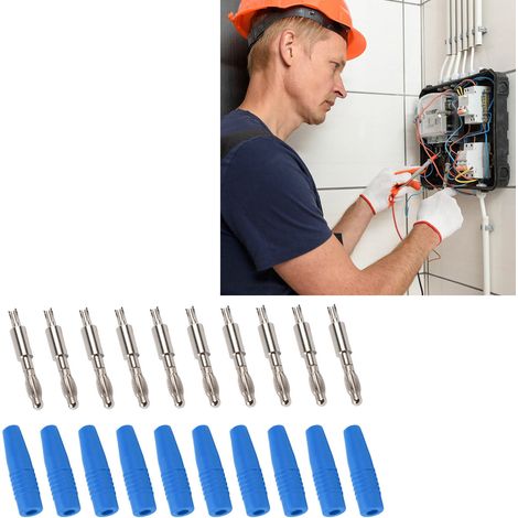22.040 Fiche banane lanterne 4,0 mm, cuivre pur, métal nickelé, moulée par injection, accessoires, bornes mâles soudées, bleue (1/5)