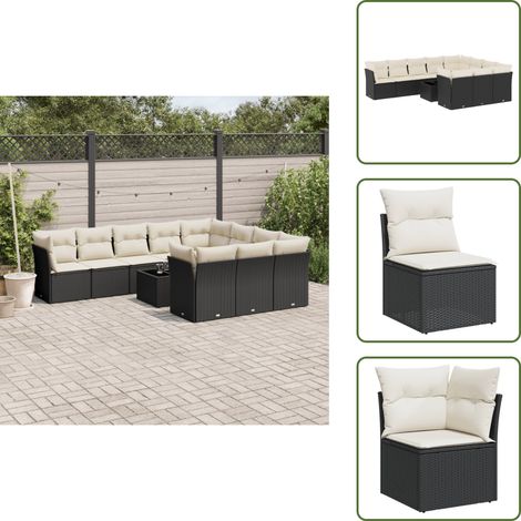 Salon de jardin 11 pcs avec coussins noir résine tressée - Ensemble Salon De Jardin - Meuble De Jardin - Salon De Jardin Design - Mobilier De Jardin Résistant - Canapé Jardin (1/5)