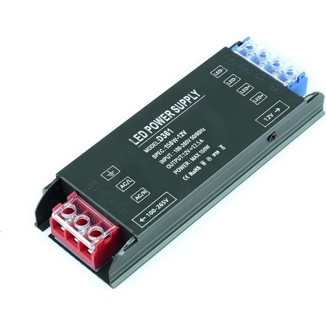 Transformateur 220V 12V Alimentation 150W LED Driver, AC 220V à DC 12V 12,5A 150W Ultra Mince Transfo Alimentation à Découpag Adaptateur à Tension Constante Basse Tension pour Ruban LED (1/5)