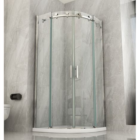 Box Doccia 80x80 90x90 8 mm 2 Ante Scorrevole Tondo Circolare in Vetro Cristallo - Misura Semicircolare 80x80 (1/4)