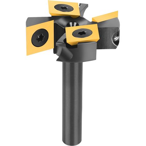 Fraise à Surfacer 8mm Diamètre de Tige 38,1 mm Diamètre de Coupe Coupeur de Bois Fraise CNC Fraise de Defonceuse a Bois avec 2+2 Inserts avec revêtement ATS Fraise de Rabotage Défonceuse (1/5)