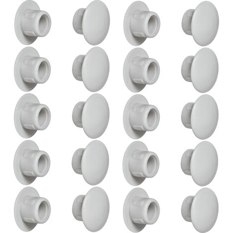 20x cache trou bouchon plastique 6mm gris clair RAL 7035 capuchon protection meuble