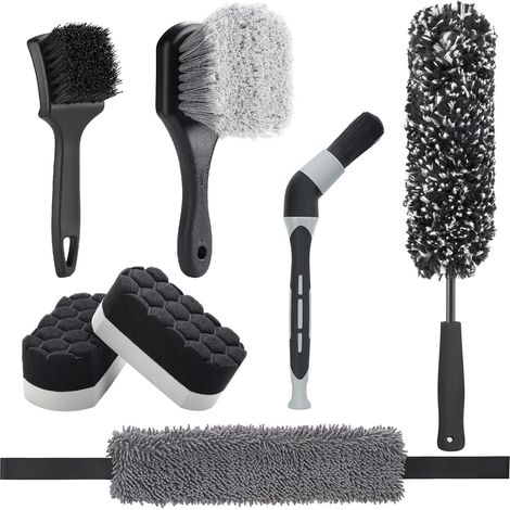 Format Compact Spécial Voyage : Kit de Nettoyage Essentiel 7 Pièces avec Brosses & Pinceaux Auto (1/5)