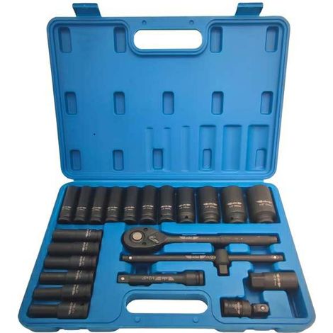 Adler Adler set di chiavi a cricchetto e a percussione set da 1/2" 23 pezzi, utensile professionale per il montaggio e la manutenzione meccanica, rivestimento protettivo, valigetta compatta, material