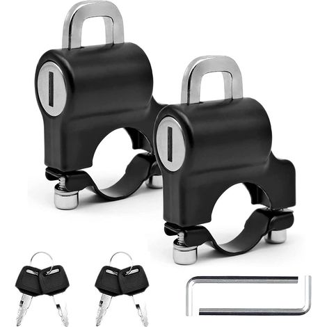 Antivol Casque Moto Universel avec Clés, Verrouillage en Alliage pour Moto, Vélo, Scooter (22-28 mm) (1/4)