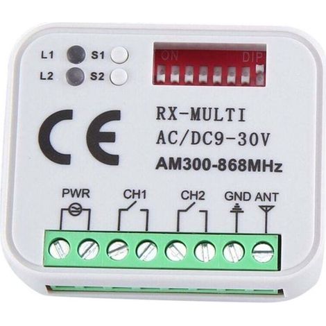 Geeignet für Mehrfrequenzempfänger (300-868 MHz), 2-Kanal 12V/24V Relaismodul, geeignet für Garagentor-Fernbedienungen. (1/2)