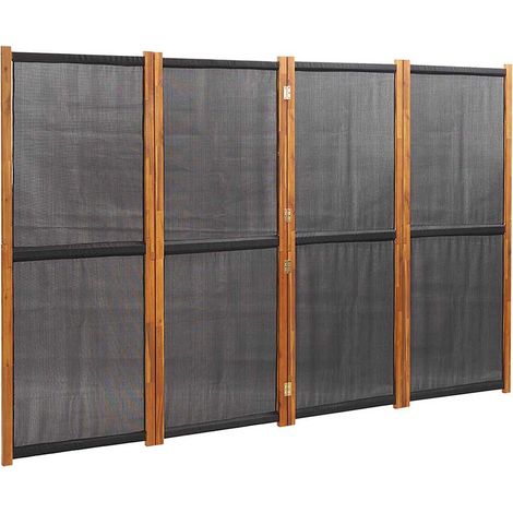 vidaXL Paravento a 4 Pannelli Nero 280x180 cm