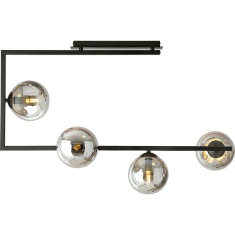 Plafoniera Minimal Nanna Acciaio Nero 4 Luci E14 Ip20 (1/5)