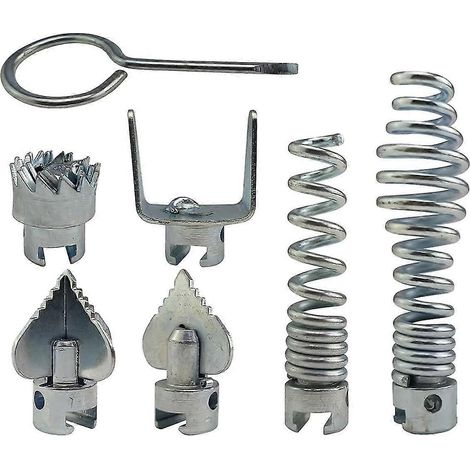 Ensemble de 7 têtes de coupe combinées pour nettoyeur de canalisations, avec verrouillage automatique, adapté aux machines de dragage de tuyaux. (1/5)