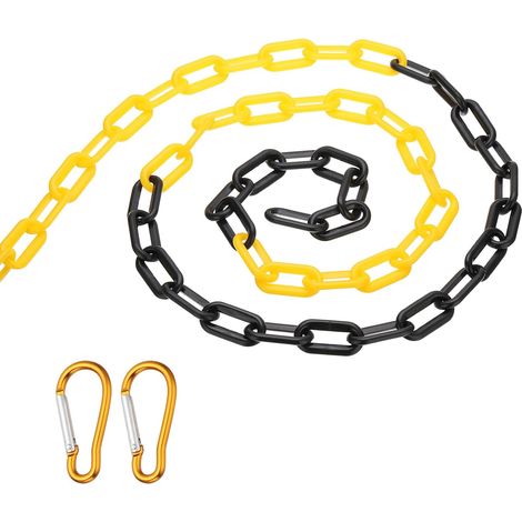 Barrière de Chaîne en Plastique de 10 Pieds, Chaîne de Sécurité de 8 mm avec 2 Crochets Magnétiques pour Le Contrôle de Foule au Niveau de L'Entrée du Parking, Noir Jaune (1/5)