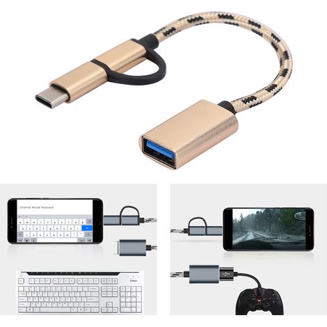 Adaptateur Double USB-C OTG, Câble de Transfert USB 3.0 pour Charge Rapide et Données