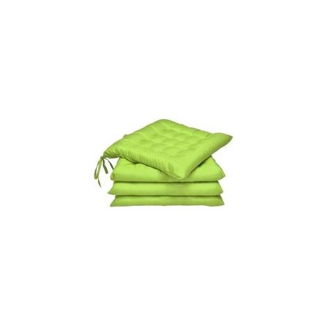 Coussin Chaise Jardin Lea - Lot de 4 – Coussin Exterieur Confortable et épais - Idéal pour intérieur et extérieur - 40x40x5 cm - ,,Vert Pomme (1/5)