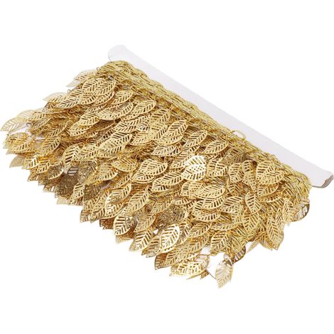 Guirlande Dorée 10m pour Décoration Murale, Ruban Métallique Étincelant DIY, Forme Ajourée Feuille (1/5)