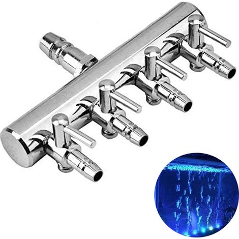 Vanne de contrôle d'air pour aquarium, vanne d'air pour aquarium, vanne multiple en acier inoxydable, répartiteur de flux d'air pour pompe à air (1/5)