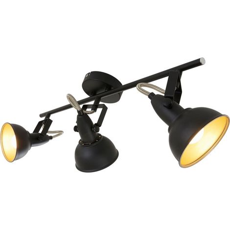 Deckenleuchte Spotlampe Schwenkbar Retro 3xE14 40W schwarz-gold Metall Briloner