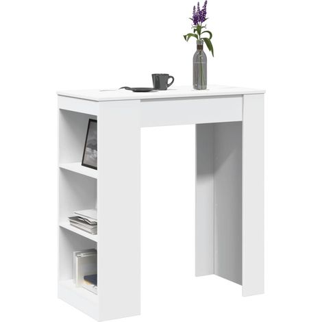 Bartisch mit Regal Weiß 95x47x103,5 cm Holzwerkstoff