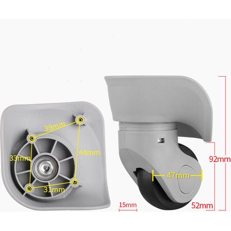 Paire de roulettes de valise universelles de rechange durables en caoutchouc silencieux multidirectionnelles pour roues de réparation de rechange valise bagages (petit gris 2pcs) (1/2)