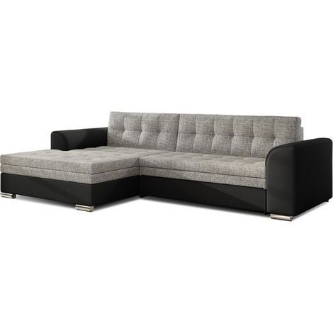 Sofá de esquina convertible CONFORTO 4 plazas gris y negro - ángulo izquierdo (1/4)