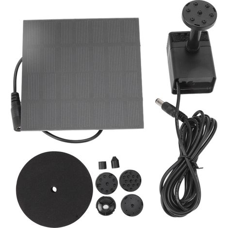 Jeffergarden Kit de pompe à eau solaire bricolage pompe de fontaine d'eau à énergie solaire écologique avec 6 buses pour aquarium de jardin de bain d'oiseau-DOU