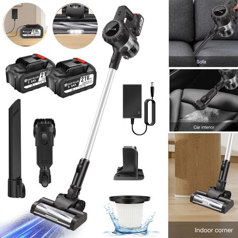 Aspirateur à main à batterie 3600W Aspirateur sans fil 30KPa 6IN1 Aspirateur à 2x batterie sans fil
