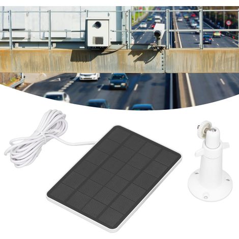 Panel solar USB de silicio monocristalino IP65 de 3,3 W, base y soportes de montaje para cámaras de vigilancia de interior y exterior, 322 g, 17,5 x 12 cm (1/5)