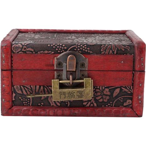 Boîte de Rangement Vintage en Bois pour Bijoux et Cosmétiques avec Serrure - Décoration Maison (1/5)