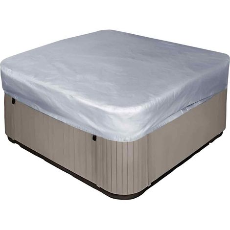 Bache d'extérieur pour Spa Housse de Bain à Remous Carrée Etanche Couverture de Spa en Tissu Polyester 190T Anti-poussière Anti-UVavec Un Sac de Rangement 7 Tailles au Choix,Gris,231x231x30cm (1/5)