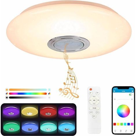 Plafonnier LED Bluetooth 36W – Haut-parleur intégré – Changement de couleur 3000-6500K – 3600 Lumens – IP44 pour chambre et salon (1/5)
