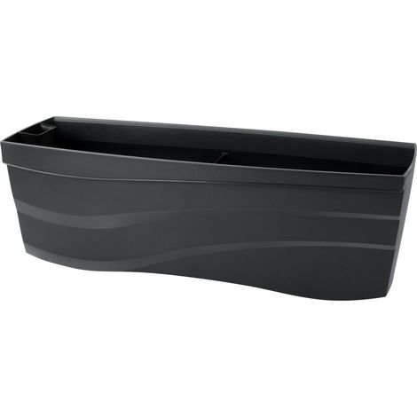 Jardinière Océana 51 L - Réserve d'eau avec Grille Filtrante + Cheminée d'Arrosage - 89,5 x 33 x 30 cm - Gris foncé (1/3)