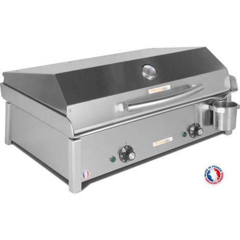 Plancha électrique 3000W avec couvercle inox et 2 ustensiles – Surface de cuisson 64x40cm – 2 zones de chauffe indépendantes (1/4)