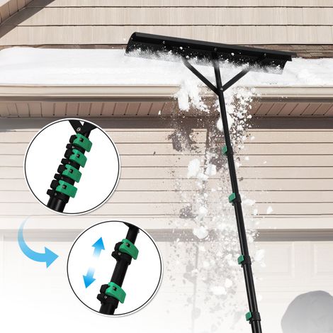 Jiubiaz Rastrello da tetto estensibile 131-480 cm, spazzaneve da tetto in alluminio con lama da 70 cm e 4 aste di collegamento regolabili (1/5)