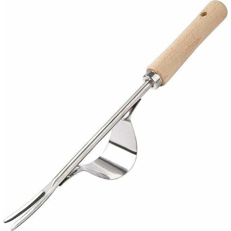 Désherbeur Manuel Garden Outil de Désherbage en Acier Inoxydable avec Poignée Bois Outil de Jardinage pour Désherber Votre Jardin 32cm de Long 1 Pièce (1/4)