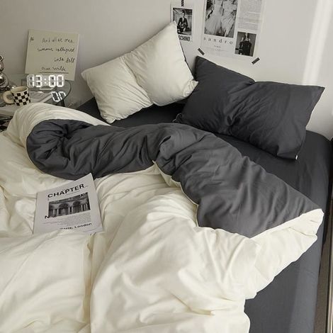 Housse de Couette 200x230cm, Ado Fille Adulte Réversible Parure de Lit Avez Fermeture Éclair, avec 2 Taie d'oreiller 48x74 cm,B (1/4)