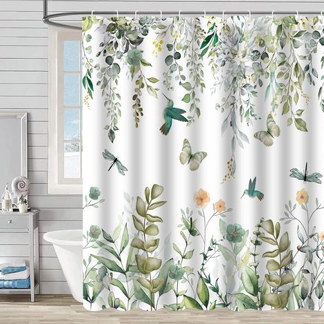 Rideau de douche - Rideau de douche imperméable de haute qualité - Luxueux et pratique - Accessoires de salle de bain - 150 x 180 cm - Motif feuille (1/5)