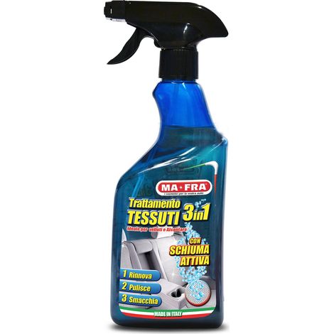 Trattamento Tessuti 3 in 1 Detergente Smacchiante e Ravvivante per Sedili e Tappezzeria Auto in Tessuto o Alcantara 500 ml Ma-Fra