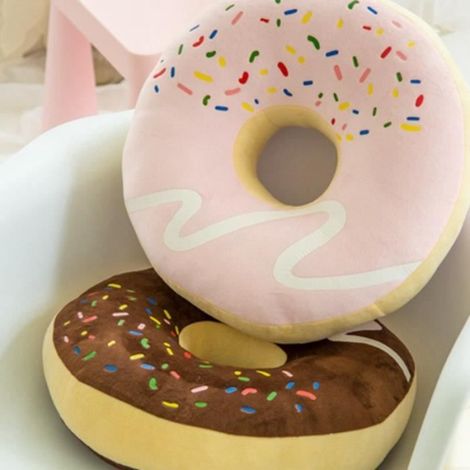 Coussin enfant en forme de donut rose, jouet poupée déco pour chambre et jardin d'enfants. (1/3)