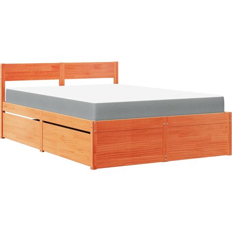 Maison Exclusive - Bett mit Schubladen und Matratze Wachsbraun 14